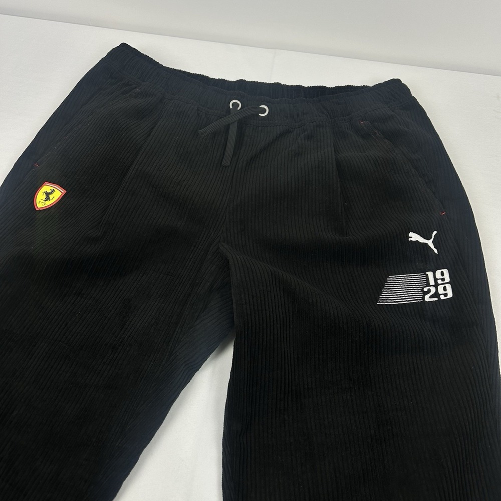 Puma Ferrari Scuderia Corduroy Pants Drawstring Mens XL Black Formula 1 Racing